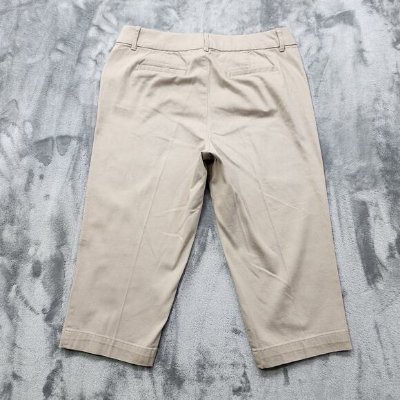 Vintage St Johns Bay Pants Womens 10 Tan Khaki Mid Rise Capri Office Preppy - Picture 3 of 12